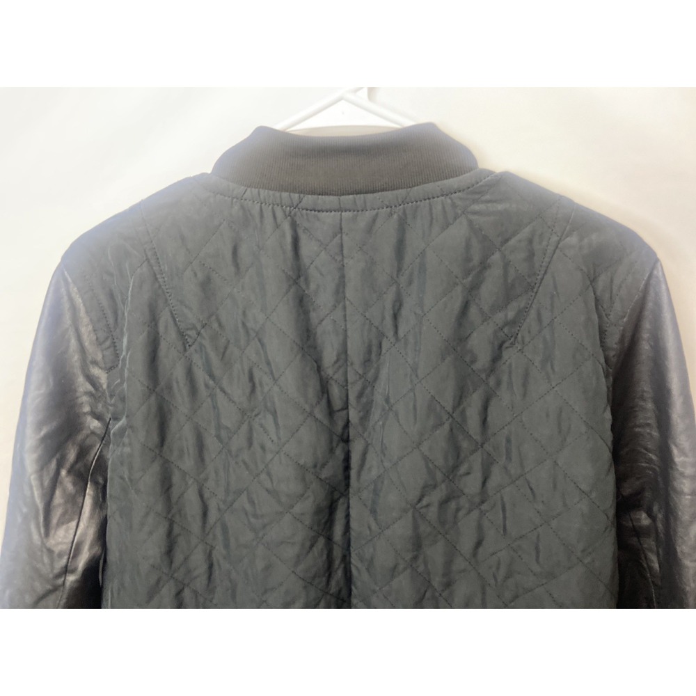 DKNY Jeans Womens Quilted Bomber Jacket Coat Moto Zip Front Long Sleeve Black XL - Picture 8 of 16